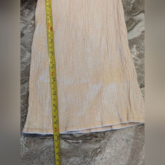 Zara Beige Textured Wave Crinkle Gauze Wide Leg Elastic Waist Sz S Pockets Boho - Picture 13 of 13